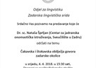 Poziv na lingvističku sridu: dr. sc. Nataša Šprljan, Čakavska i štokavska obilježja govora zadarske okolice