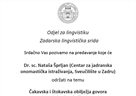 Poziv na lingvističku sridu: dr. sc. Nataša Šprljan, Čakavska i štokavska obilježja govora zadarske okolice