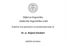 Lingvistička srida: predavanje: dr. sc. Bojana Schubert na temu "Kajkavština i/ili prestiž"